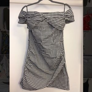 Off the shoulder gingham minidress